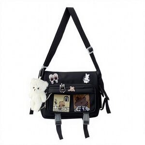 7525 Kawaii Crossbody Ita Bag with Pin and Pendant-Japanese Messenger Bags